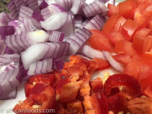 Chopped onion, tomato and pepper