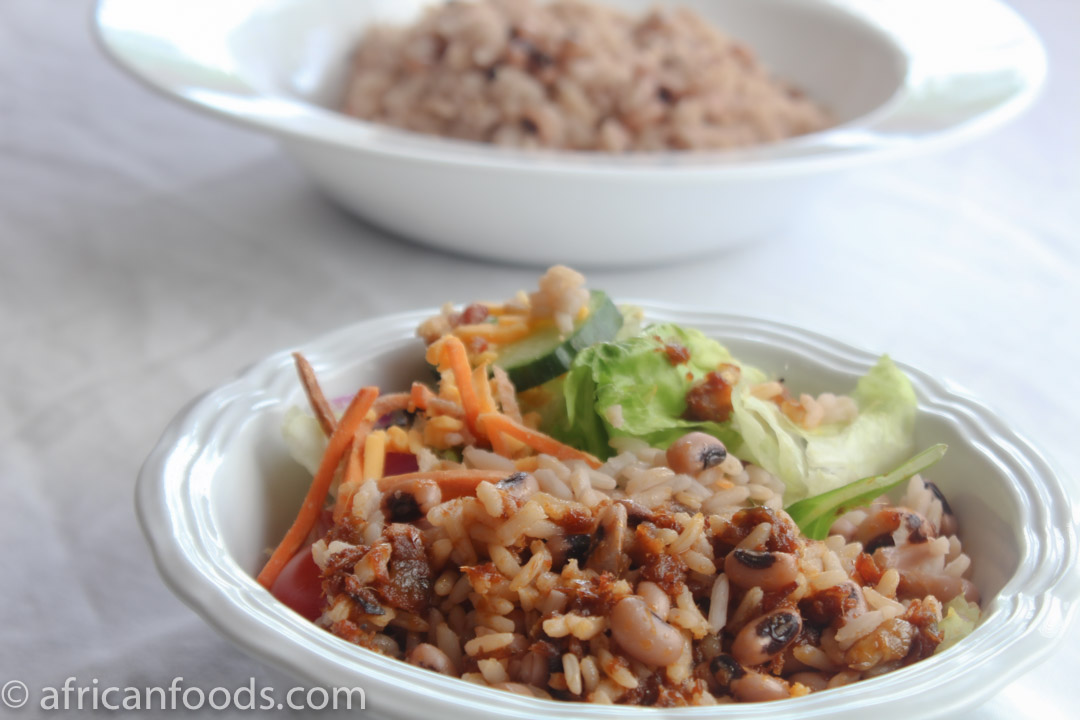 Rice and beans dish from Ghana, West Africa